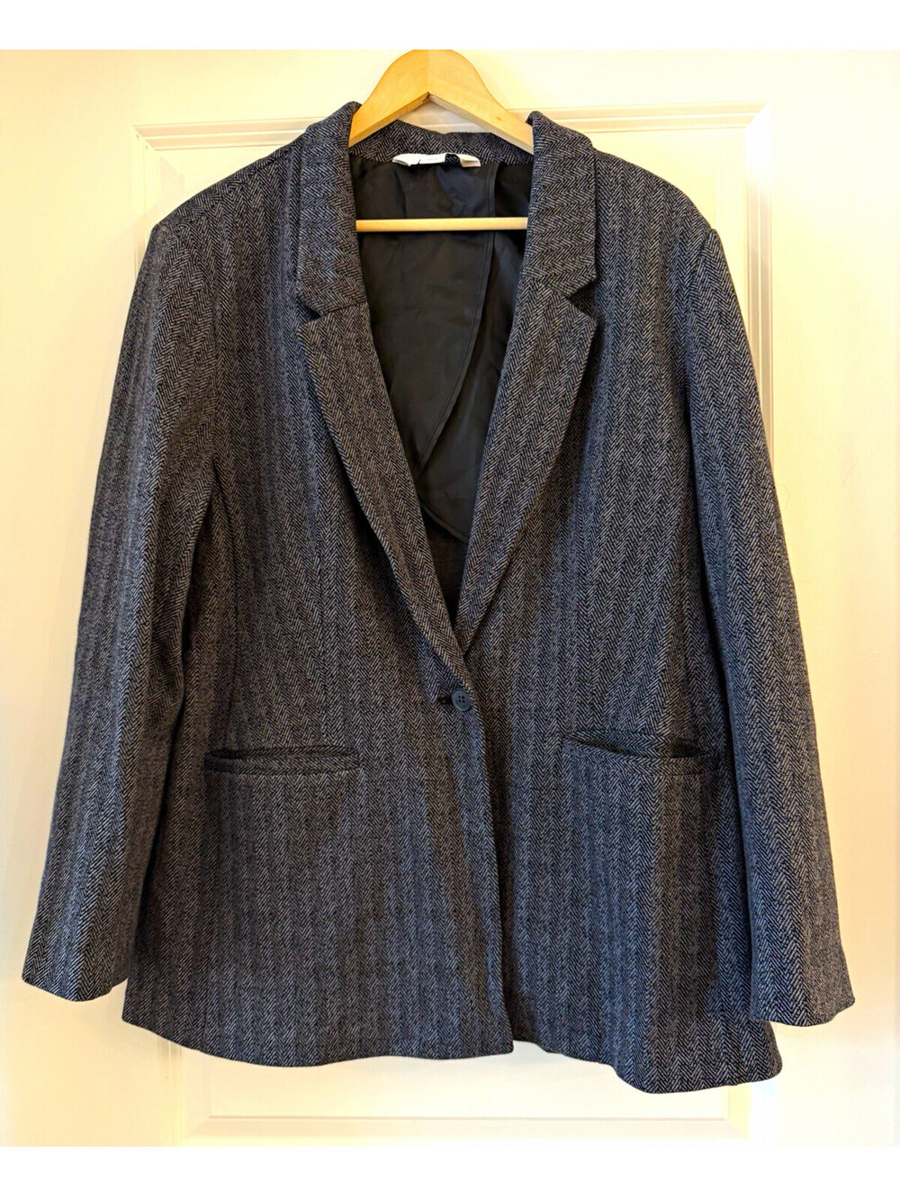 Old Navy Women's XL Charcoal Gray Herringbone Single-Button Blazer Office Chic